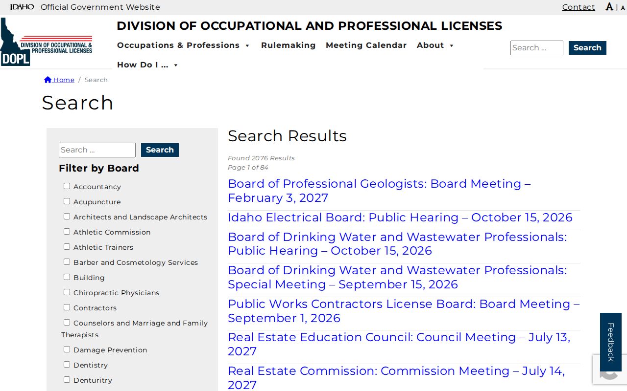 Boise residents directory Idaho professional license search