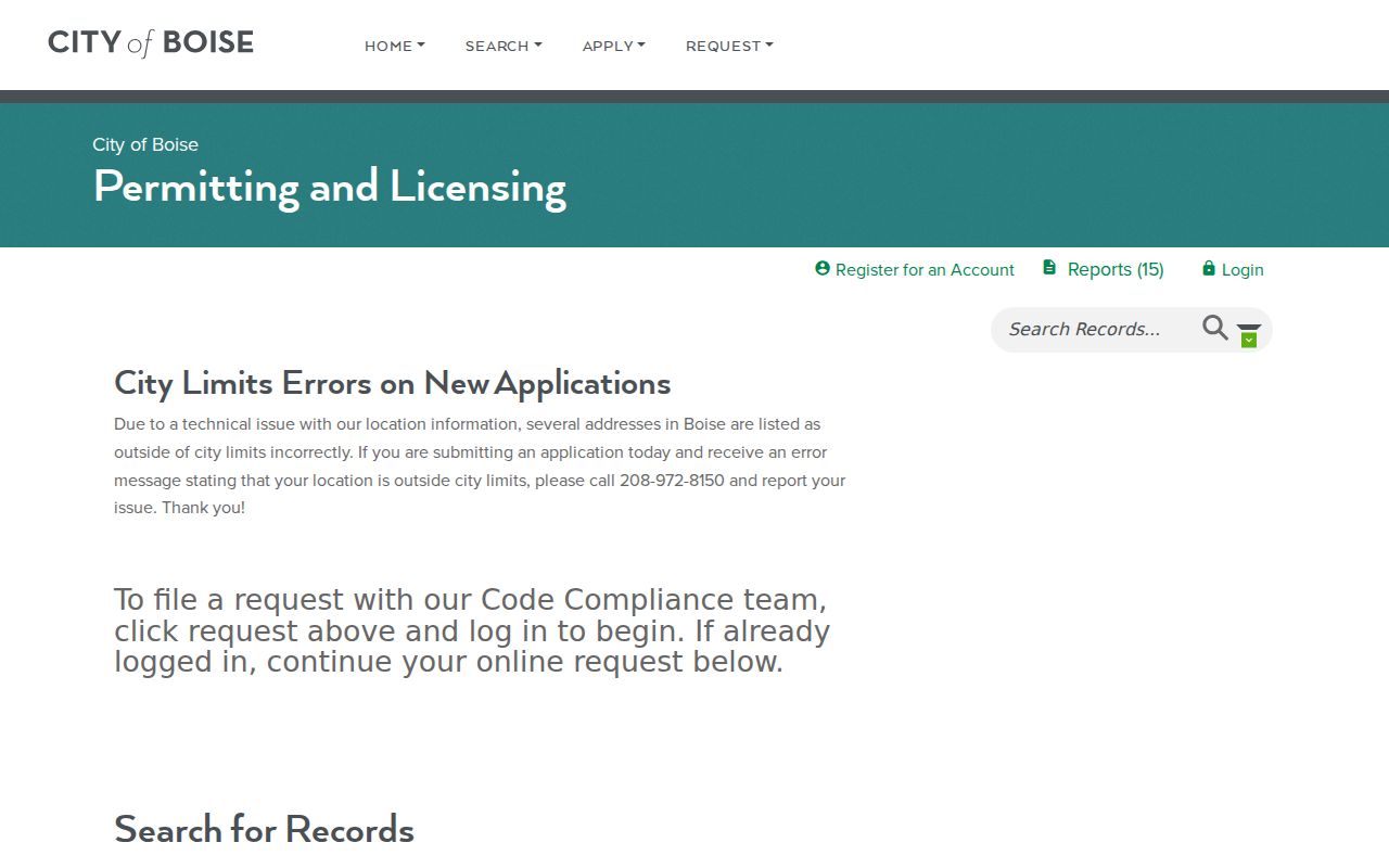 Boise street directory code compliance address search