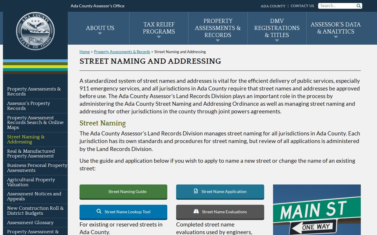 Boise street directory street naming and addressing rules