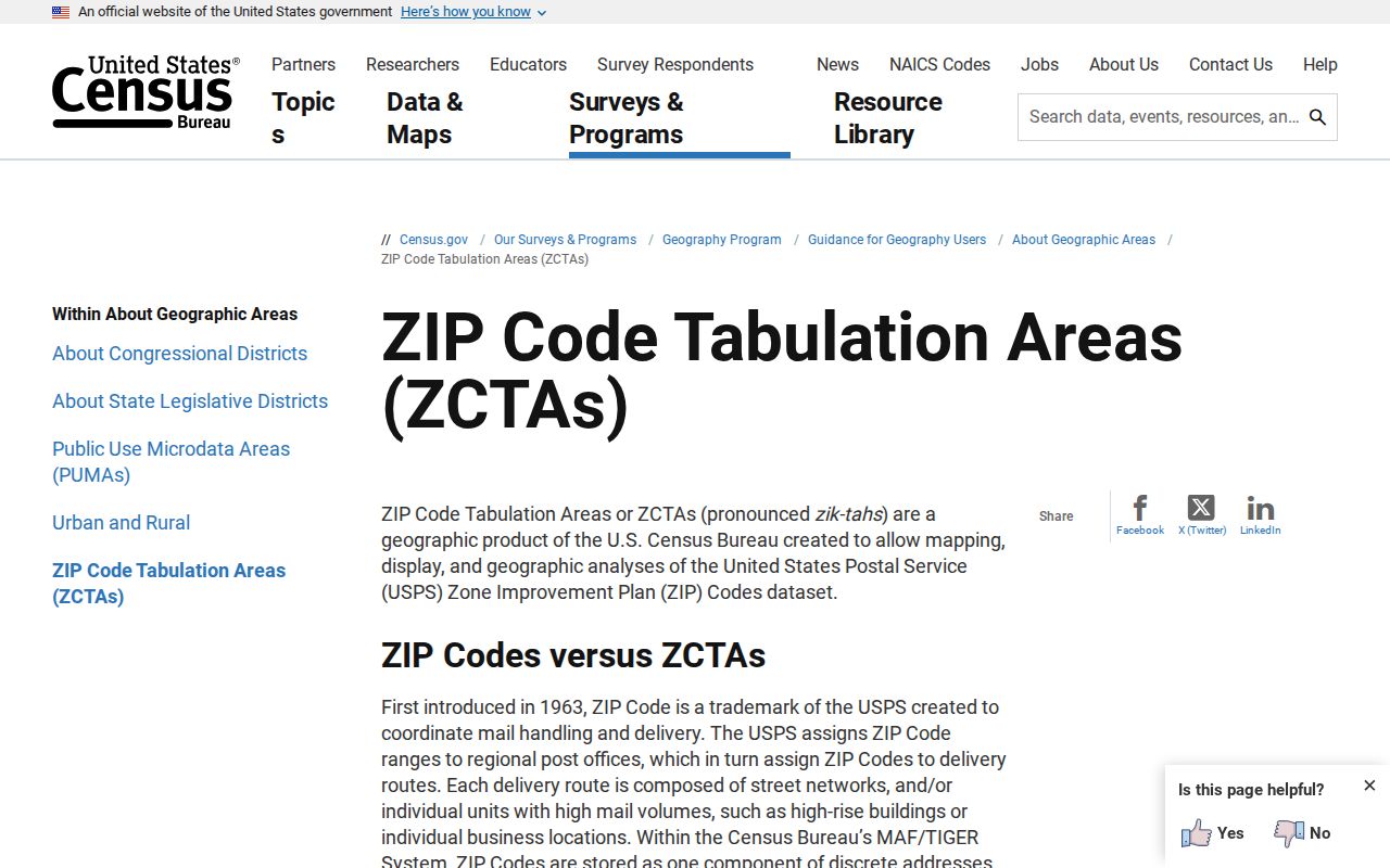 Boise ZIP code directory Census ZCTA guidance