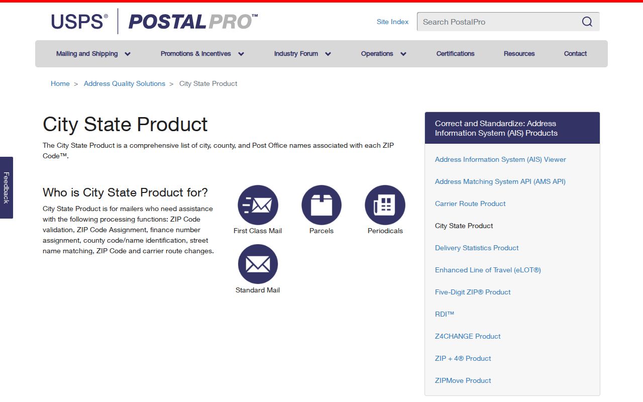 Boise ZIP code directory USPS City State Product